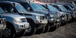 Более ста автомобилей марки  Mitsubishi Pajero приняли участие во флэшмобе Антон Балашов, РИА PrimaMedia