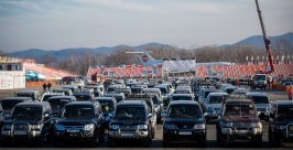 Более ста автомобилей марки  Mitsubishi Pajero приняли участие во флэшмобе Антон Балашов, РИА PrimaMedia