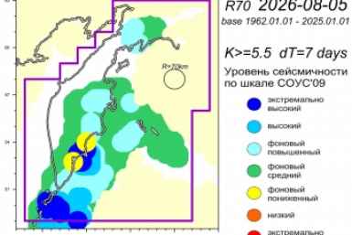 Уровень сейсмичности на Камчатке остаётся на фоновом среднем уровне