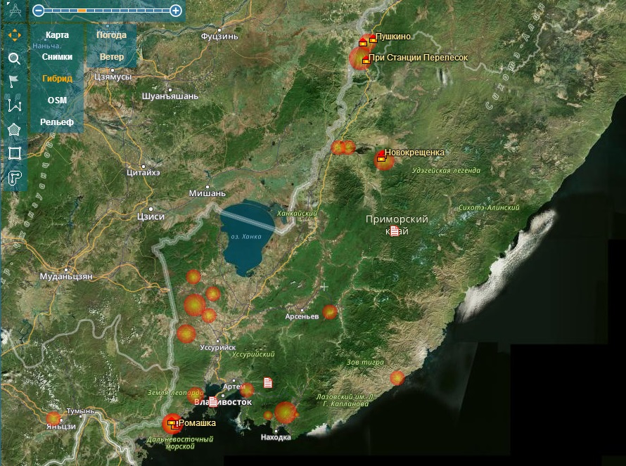 Космоснимки мониторинг лесных пожаров забайкальский край карта