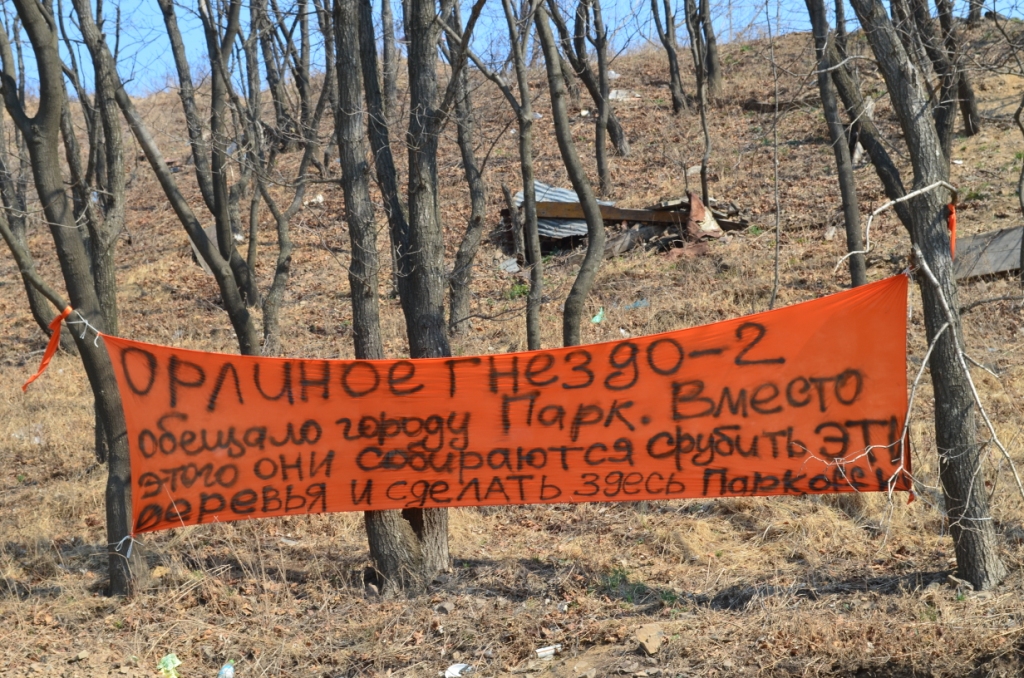 Плакат, сделанный участниками субботника, Фото с места события собственное