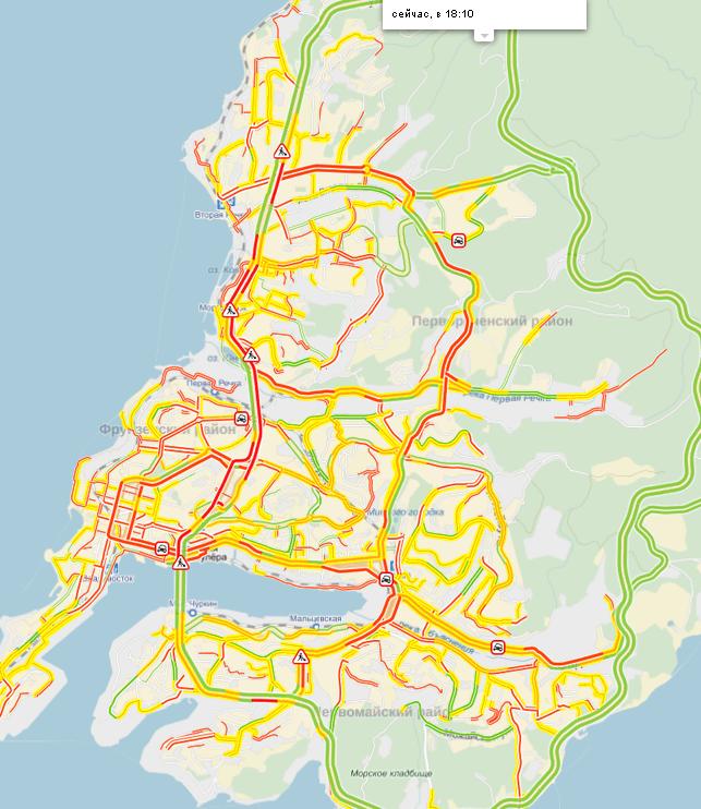 Пробки владивосток онлайн сейчас карта в реальном времени
