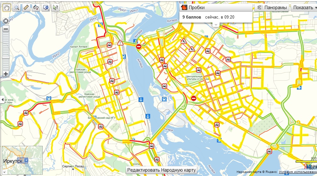 Пробки иркутск карта онлайн