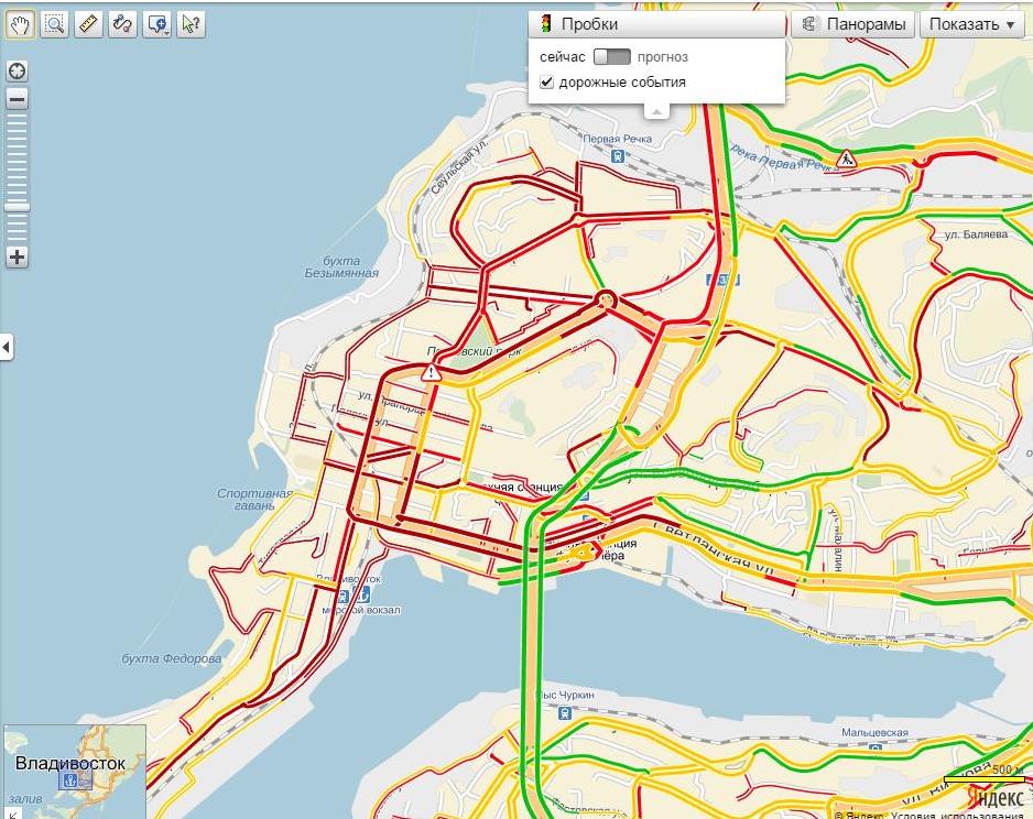 Пробки владивосток онлайн сейчас карта