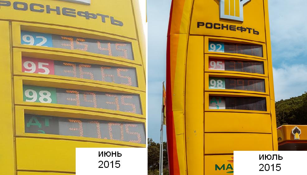 Цены на бензин на АЗС "Роснефть"