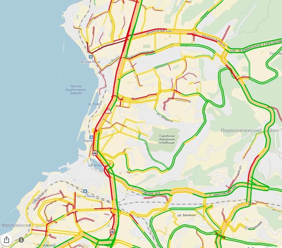 Пробки владивосток онлайн сейчас карта