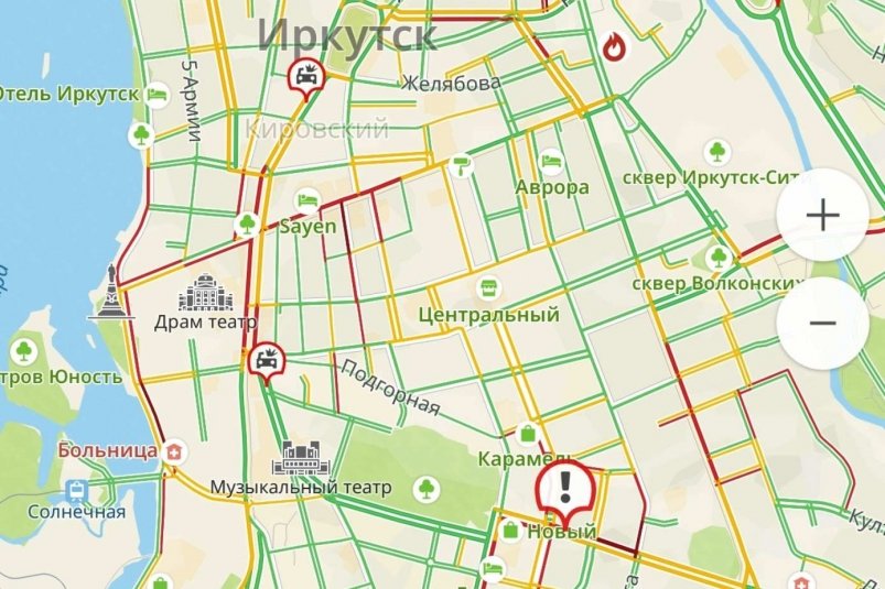 Заторы на дорогах образовались в центре Иркутска из-за отключения светофоров