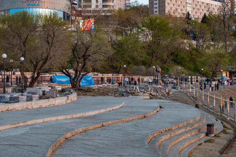 Реконструкция Набережной Спортивной гавани во Владивостоке набирает обороты