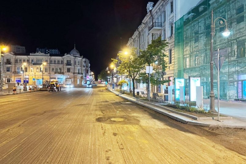 В центре Владивостока ночью приступят к укладке асфальта